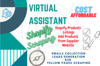 enter data add items shopify store scrape yellow page, email extraction
