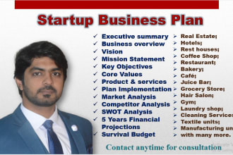 prepare business plan with projections, business valuations