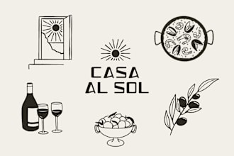 create clean, hand drawn, retro, custom illustrations