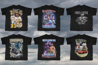 do design vintage 90s bootleg rap tee in 24 hours