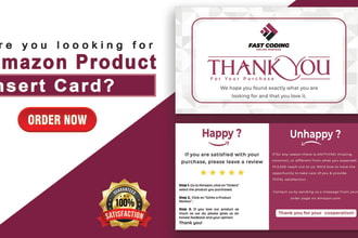 design amazon thank you card and product feedback insert card