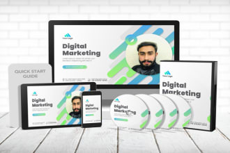 design 3d digital product mockup, 3d bundle, ecover, ebook, product box, ecourse