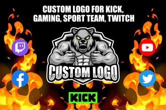 design cool esport logo for kick, gaming, sport team, twitch