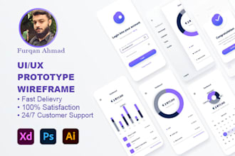 design mobile app ui ux, wirefram, mockups and prototype