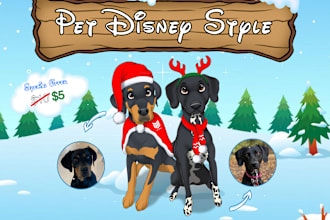 draw your pet portrait in a disney style cartoon illustration