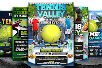 design modern tennis sport flyers,  and tennis poster in 12hr