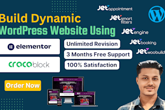 build dynamic wordpress website using elementor, crocoblock