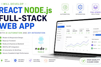 develop react node js full stack web app with ai automation and API integration