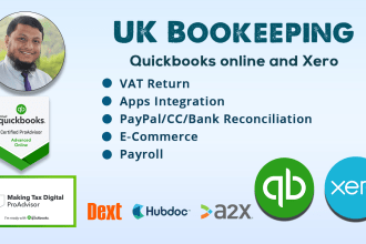do UK bookkeeping, vat return in quickbooks online and xero