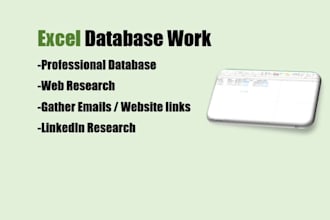 web research, gather emails, linkedin research, data entry for excel in 24hrs