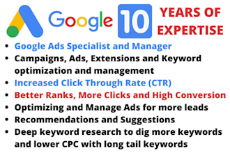 be google ads manager and ads specialist for adwords and ppc