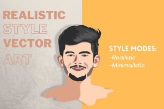 draw realistic and minimalistic vector portrait illustration