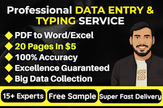 do fast data entry typing job, convert PDF to word excel, copy paste retype work