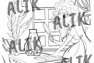 professionally draw african american cute little girl coloring book