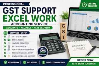 gst data entry, excel work and accounting support