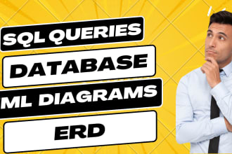 create uml, er diagram, and design database sql queries