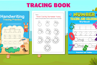 create tracing letters, numbers, shapes and any KDP book