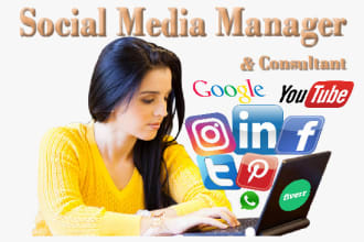 be your social media manager and consultant, linkedin, instagram, facebook