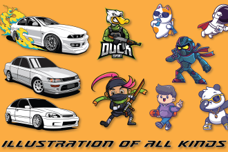 do illustration of car, mascot, character, digital art, logo, esport, twitch
