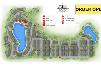 draw and render architectural site plan, vector map