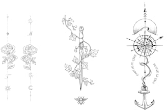 design a minimalist or geometric tattoo with clean line art