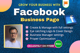 create and set up facebook  business page with full settings