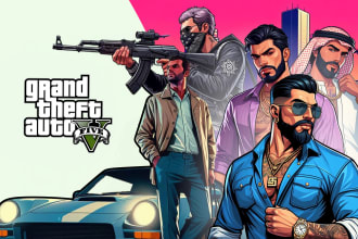draw game style and gta character illustration for you