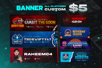 design a professional banner for twitch, youtube, twitter, etc