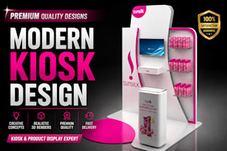 design a modern kiosk and product display stand
