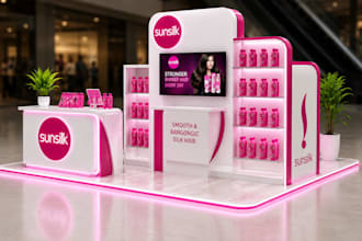 design a modern kiosk and product display stand