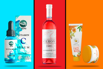 do product label design and mockup wine cbd bottle pouch can