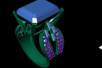 do custom jeweling design on 3d modeling and rendering