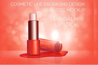 create modern lip balm lipstick lip gloss tube label packaging box design