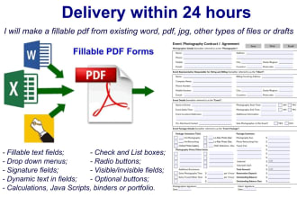create fillable PDF form within 24 hrs
