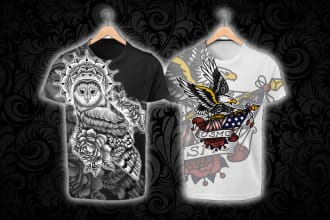 draw custom cartoon or tattoo style t shirt design