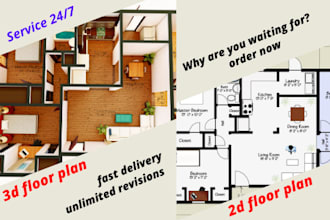 design your 2d floor plan, 3d floor plan 24