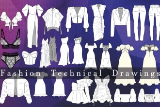 create fashion flat sketches and tech packs