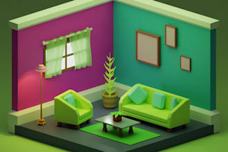 create awesome 3d isometric illustrations for you in blender