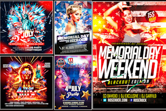 do eye catching memorial day 4th july independence day  party  banner flyers