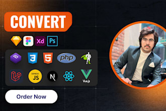 convert figma to HTML, xd to HTML, PSD to HTML, reactjs , nextjs , vuejs