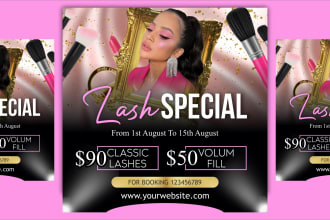 design hair extension and lash extension flyers, spa flyers