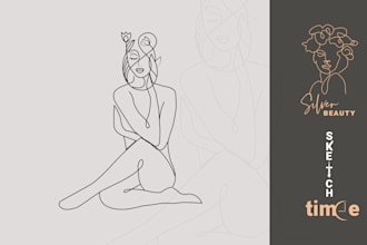 do elegant line art feminine logo design with branding