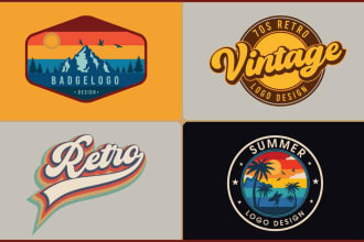 do custom 70s vintage retro logo and outdoor t shirt design