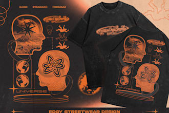 create tshirt design for artsy and edgy streetwear clothing