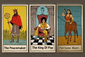 draw tarot card character illustration art from your concept