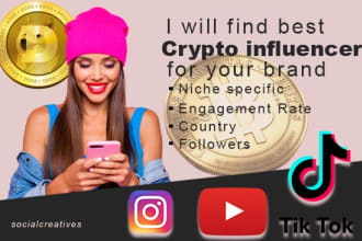 research youtube, twitter, tiktok crypto, nft influencers