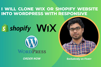 clone wix or shopify website  into wordpress with  responsive