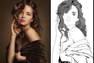 do black and white line art illustration from your photo