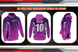 do sublimation print design in hoodies,cricket shirt,ladies singlet and all over