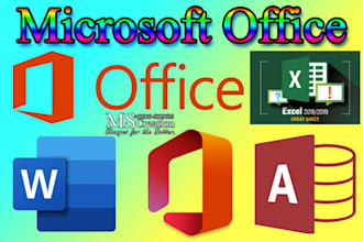 do any task on ms office word excel and powerpoint project publisher